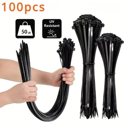 100-200Pcs Cable Ties 4'' / 14'' Heavy Duty Nylon Wrap Wire Zip Ties UV Resistant