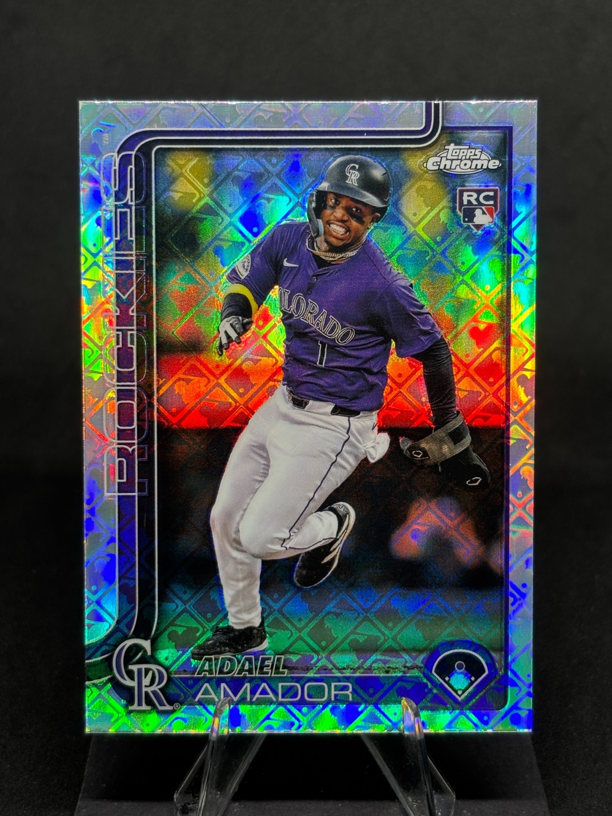 Adael Amador 2025 Topps Chrome Logofractor #255 Colorado Rockies Rookie
