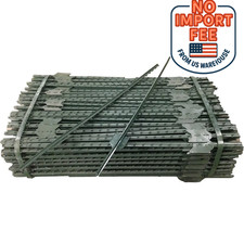 Sandbaggy 6 ft Studded Steel T-Post Green Metal Fence 10 Posts Wire Clips Inclu