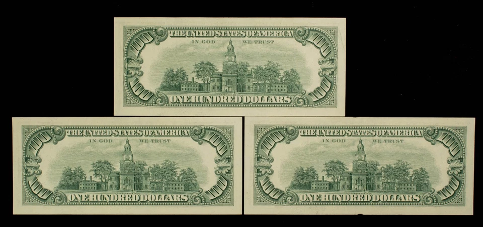 FR 2165-D $100 1969 A Federal Reserve Note - 3 Consecutive - New High SN  CA1799 - Image 2 of 2