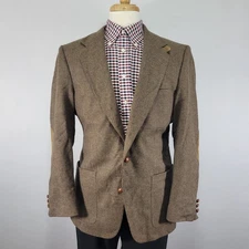 VTG Sutter & Grant Men's Tweed Sport Coat Blazer Two Button Brown Wool Size 40R