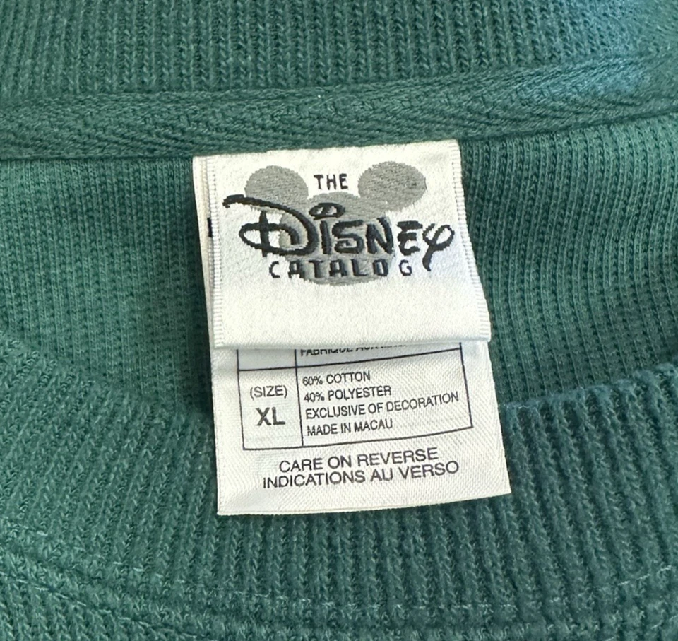 复古迪士尼目录吉米尼曲柄绿色重型运动衫 适合 2XL (41) — 第 3/4 张图片