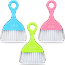 CHENGU 3 Pcs Mini Dustpan Set Brush for Table Whisk Pink, Green Light Blue 