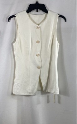 OGL MOVE Women's White V-Neck Button Down Sleeveless Vest NWT Size XS