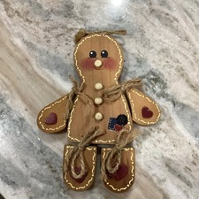 WOODEN GINGERBREAD MAN WITH TWINE 8  HANGING ORNAMENT UNBRANDED