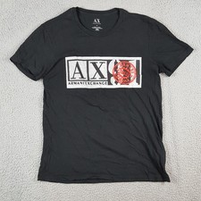 Armani Exchange 91 Designer Logo Black Tee Men's Size Small S Retro T Shirt AX