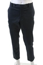 Sartoria Ambrosiana Mens Zipper Fly Pleated Straight Leg Pants Navy Size 38