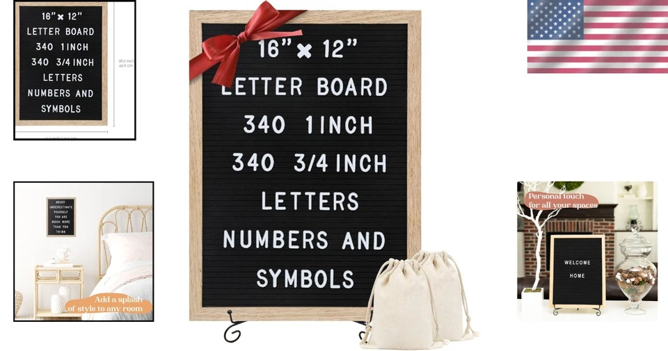 Luxury 16x12 Inch Felt Letter Board with 680 Characters & Oak Frame - Image 2 of 4