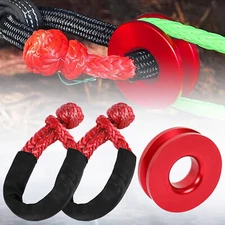 2pcs 55000LB Synthetic Soft Shackle Recovery Rope w/  Winch Ring 1/2"x22" forSUV