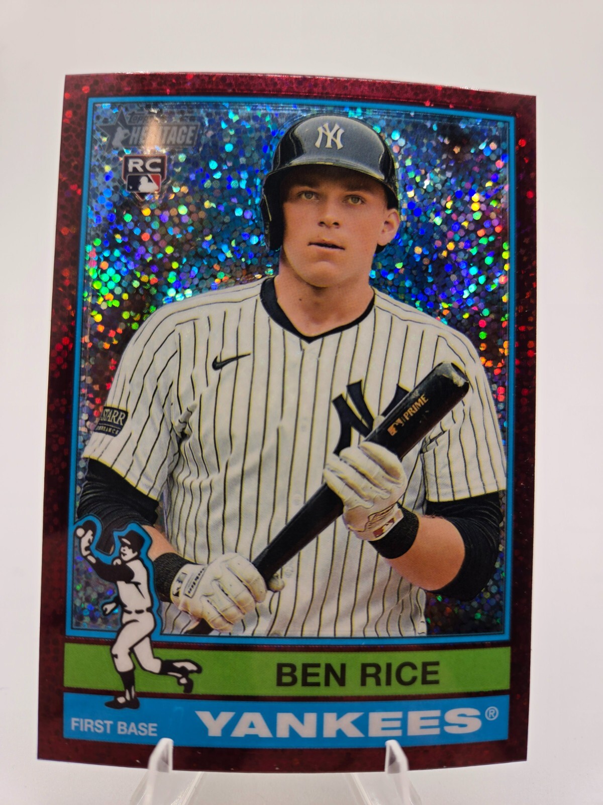 2025 Topps Heritage Chrome Burgundy Sparkle SP #406 Ben Rice RC