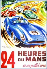 Car Racing 24 Hours At Du Mans 1956 France Vintage Poster Print Retro Style 