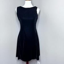 MNG Mango Casual Sleeveless Fit & Flare Dress SMALL Black Velvet Knee Skater