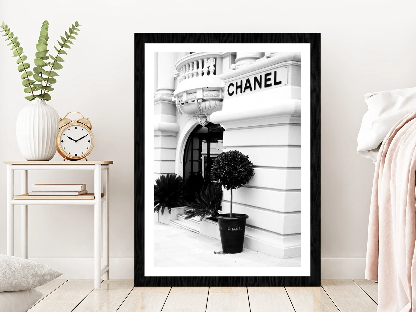 Fashion Building B&W Photograph Glass Framed Wall Art  Ready to Hang