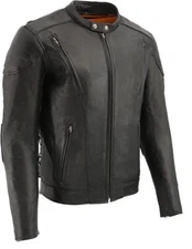 Milwaukee Leather 1010 Men's 'Scooter' Motorcycle Leather Jacket with Side Laces
