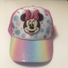 Disney Girls Minnie Trucker Pink Glitter 3D Pop Caps One Size Adjustable Strap