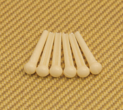 T-3329 (6) Acoustic Guitar Grover Bridge Pins Plain Cream