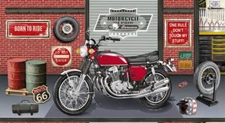 My Tools My Rules Motorcycle Repair Shop 24x44 Cotton Fabric Panel