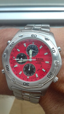 Racer Orient W50759 RED DIAL CHRONOGRAPH Uhren Vintage Sammlung Uhr NOS FON.3