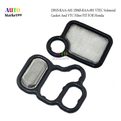 Set 15815-RAA-A01 15845-RAA-001 VTEC Solenoid Gasket + VTC Filter Fit For Honda