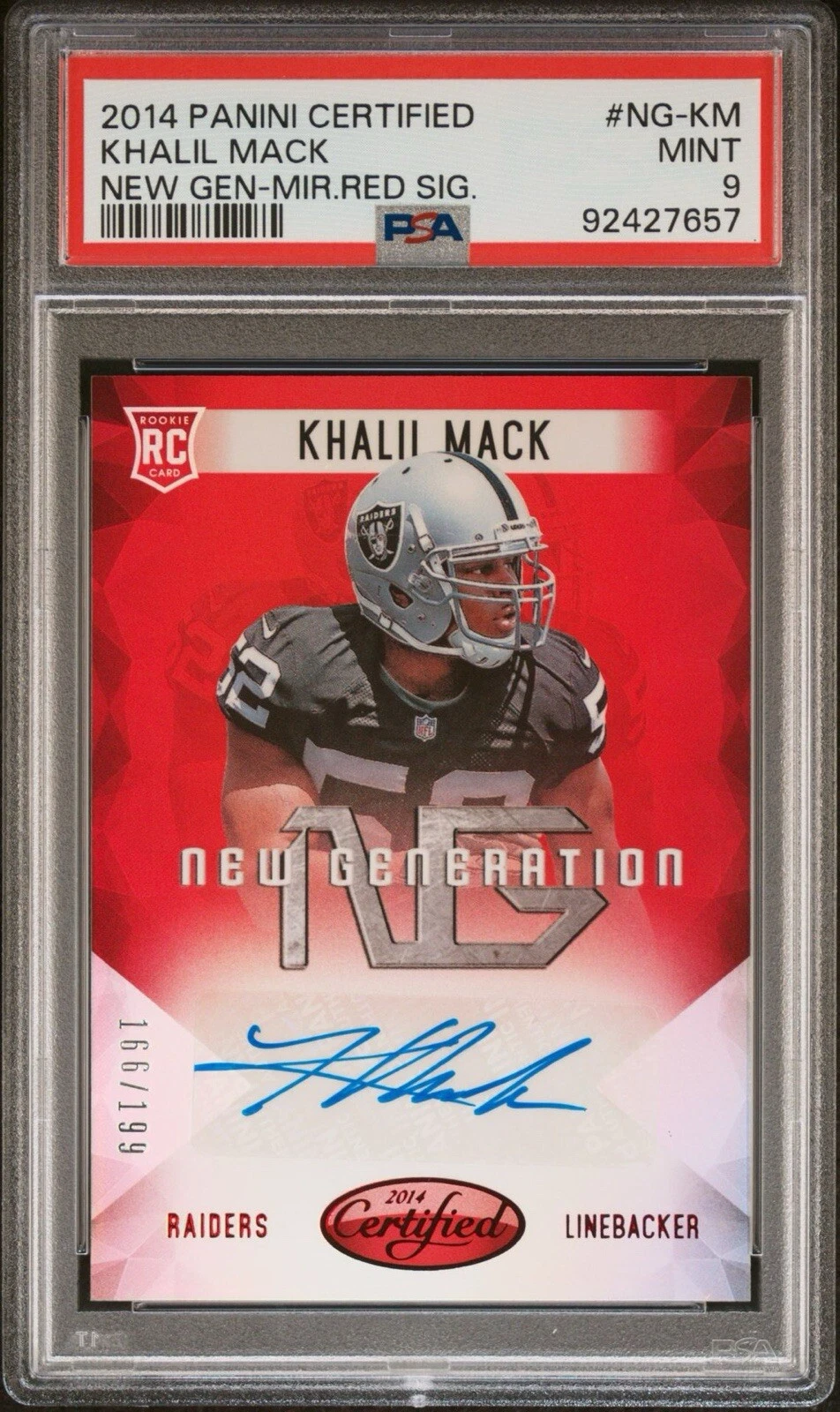 Khalil Mack Panini Certified New Generation #NGKM Mirror Red Signature