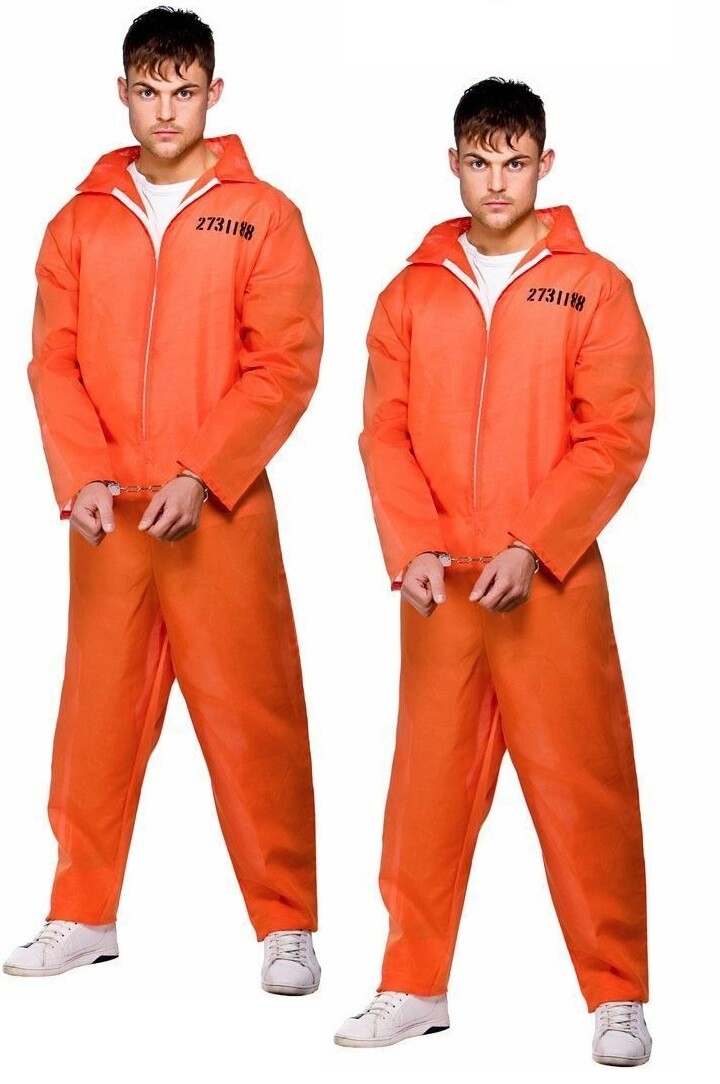 Orange Convict Boiler Suit Mens Costume 