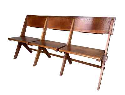 Antique Solid Oak Genuine Reclaimed Folding Wooden Church Chairs with Bible  Back UK