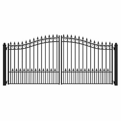 ALEKO Yard Garden Privacy Steel Dual Driveway Black Gate 14' x 6' Prague Style