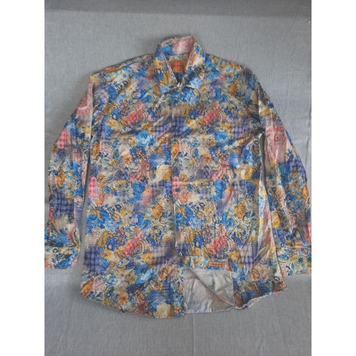 R. Lewis Men's Large Contemporary Paisley Allover Print Button Shirt Long Sleeve