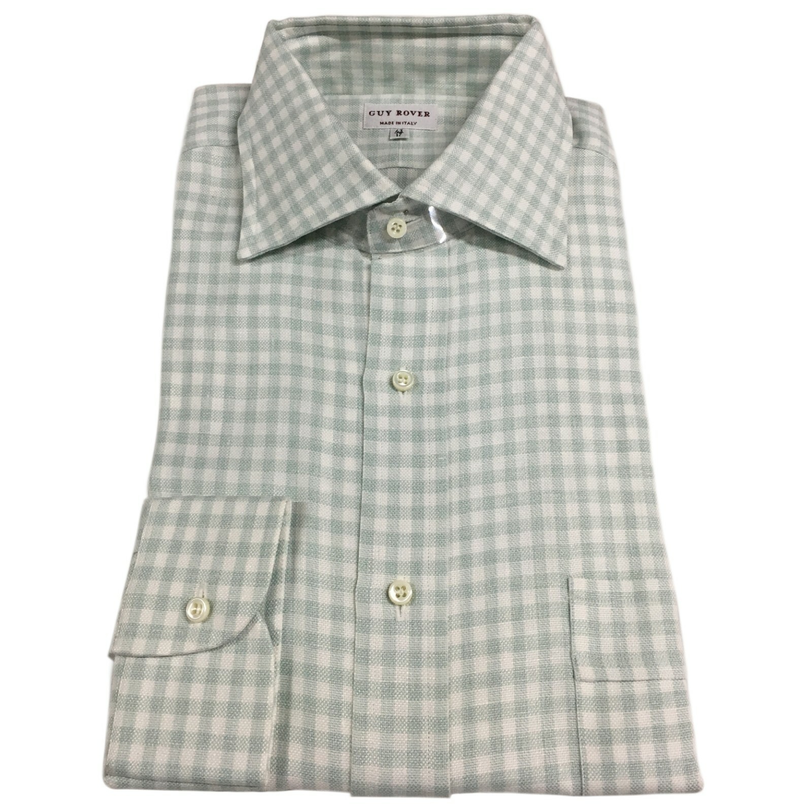 Men's Checkered Shirt with Pocket GUY ROVER 65% Linen 35% Cotton MADE IN ITALY