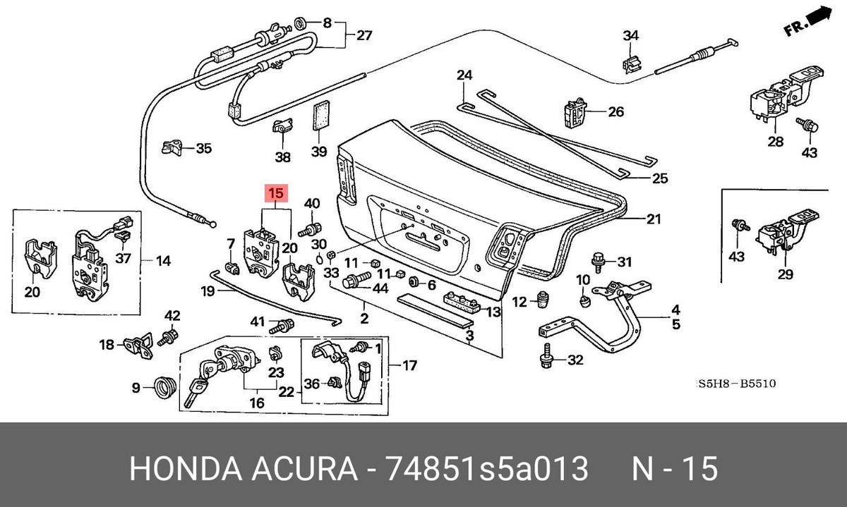 Genuine Trunk Lid Lock Latch 2003-2008 Honda Fit GD 74851-S5A-013