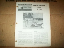 1970 Wheel Horse Lawn Sweeper Model 7-2511 Parts List & Instructions 