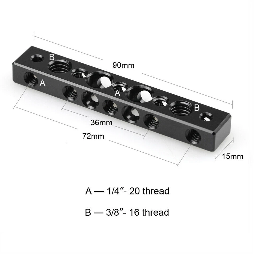 SmallRig Camera Cheese Bar Cheese Plate with 1/4"&3/8" Threaded Hole for Monitor - Image 2 of 4