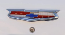 New Trim Parts 6-cyl Trunk Emblem Wbezel For 56-58 Chevy 150 210 Nomad Bel Air