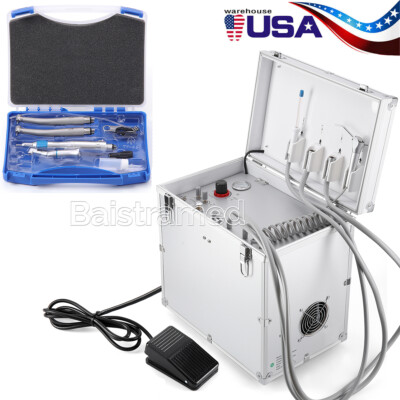Portable Dental Delivery Unit Suction SystemAir Compressor/Handpiece Kit 4Holes