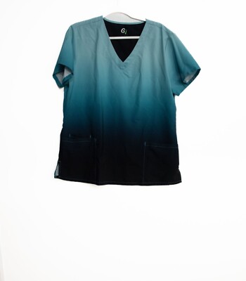 G.T. Scrubs Gradient V-Neck Short Sleeve Top With Pockets