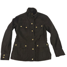 J. Crew Relaxed Boyfriend Field Jacket Cotton Canvas Dark Brown Olive Green Xs