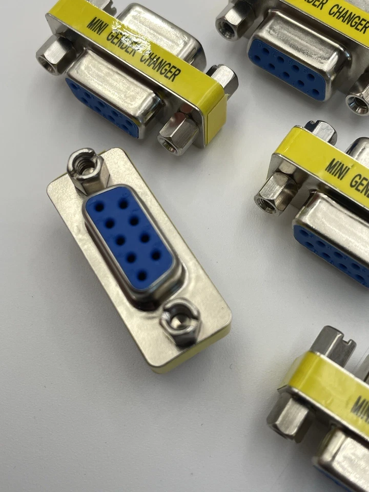 6 Pcs DB9 9-Pin Female to Female Serial Mini Gender Changer Coupler RS-232 New - Image 2 of 4