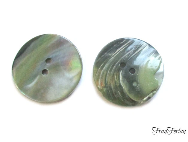 2 Perlmuttknöpfe 23mm Seco rot grün silbergrau Nähen Stricken Handarbeit Häkeln  - Bild 3 von 4
