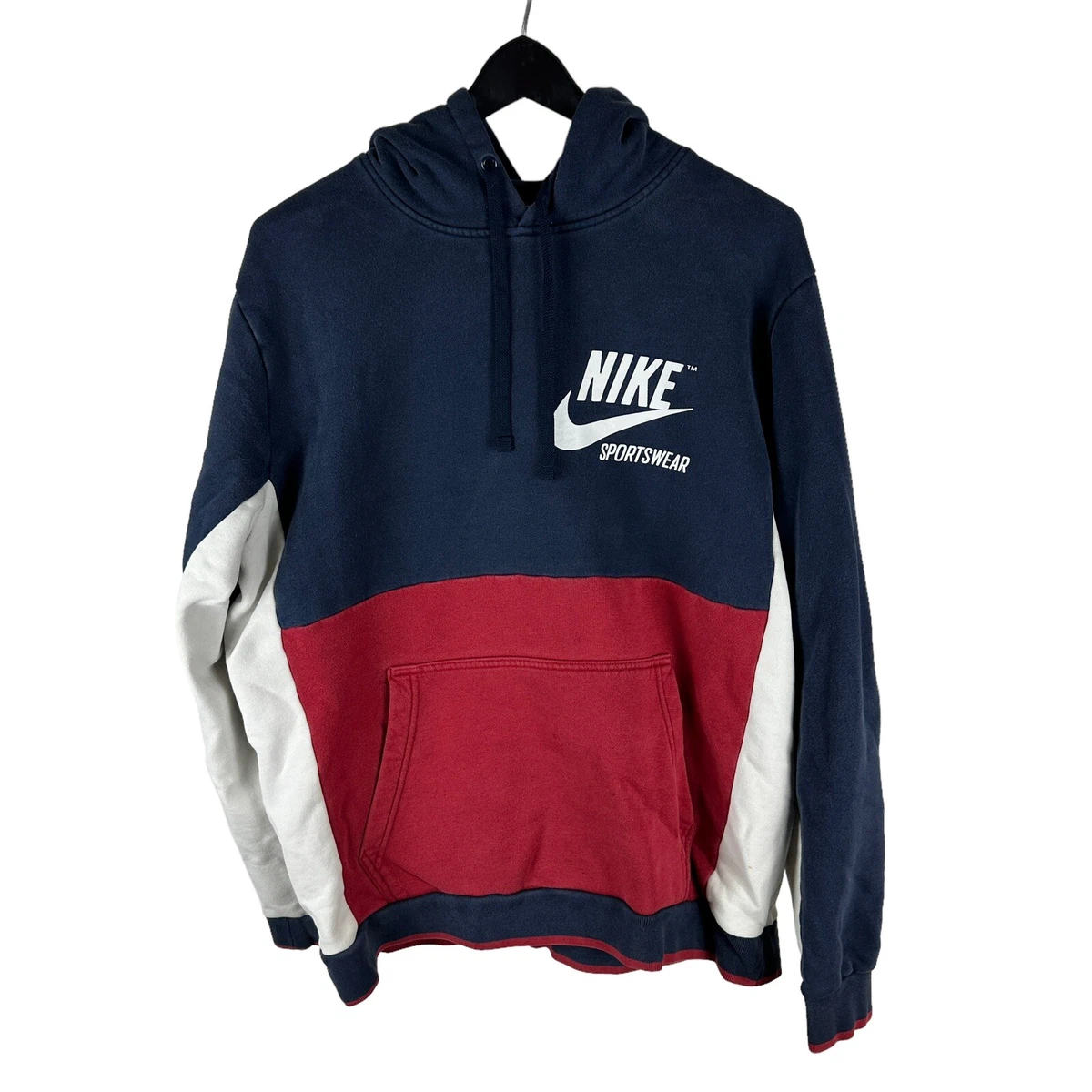 Vintage Y2K Nike Blue Tag Red White Swoosh Sportswear Hoodie Size L | eBay