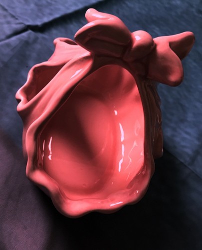 Vintage Pink Porcelain Ceramic Basket/Trinket Dish Marked 1989 LEFTON - Picture 5 of 7