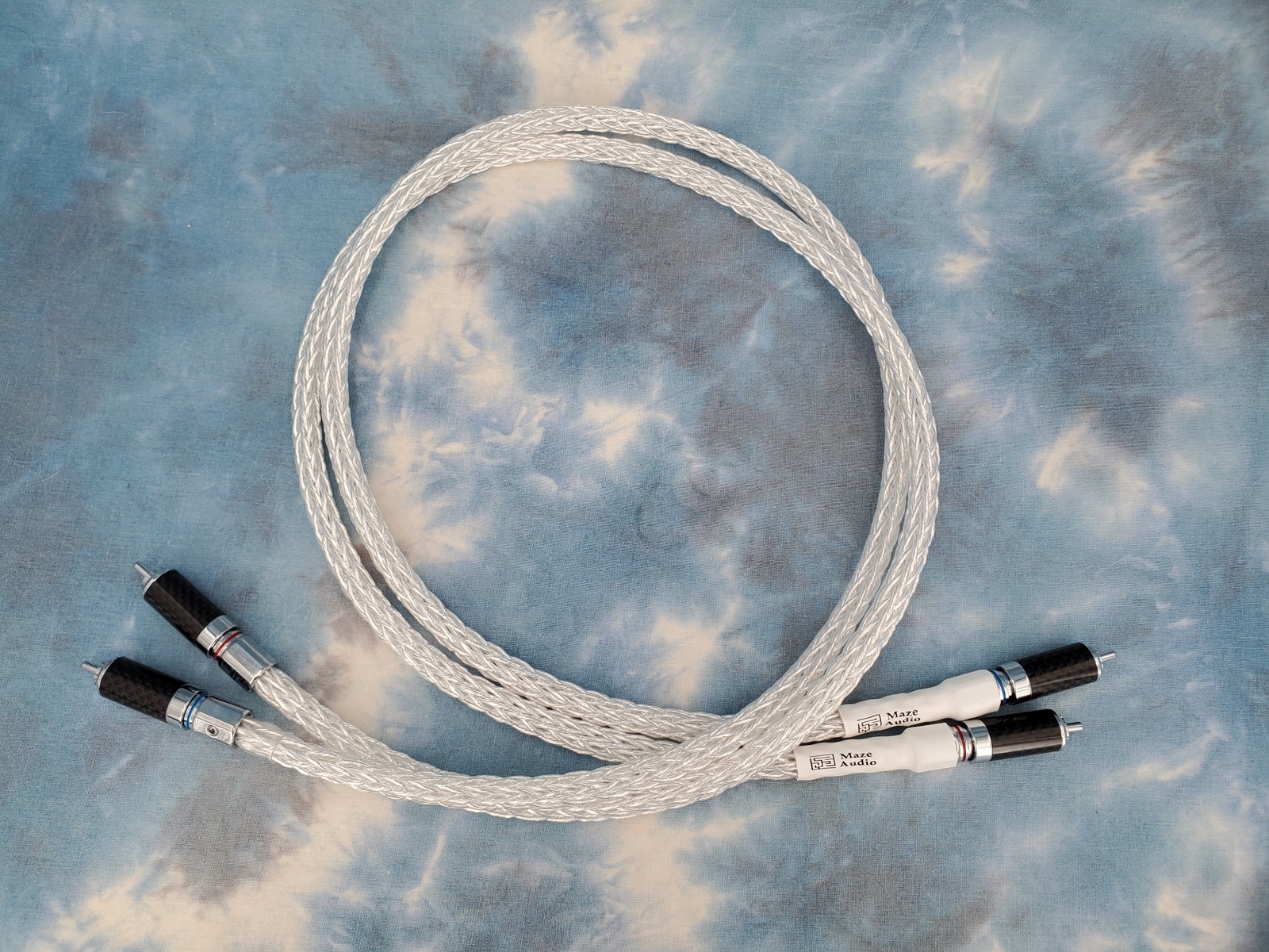 Maze Audio Carbon Silver Braided Litz RCA Patch Interconnect Cables 1 meter