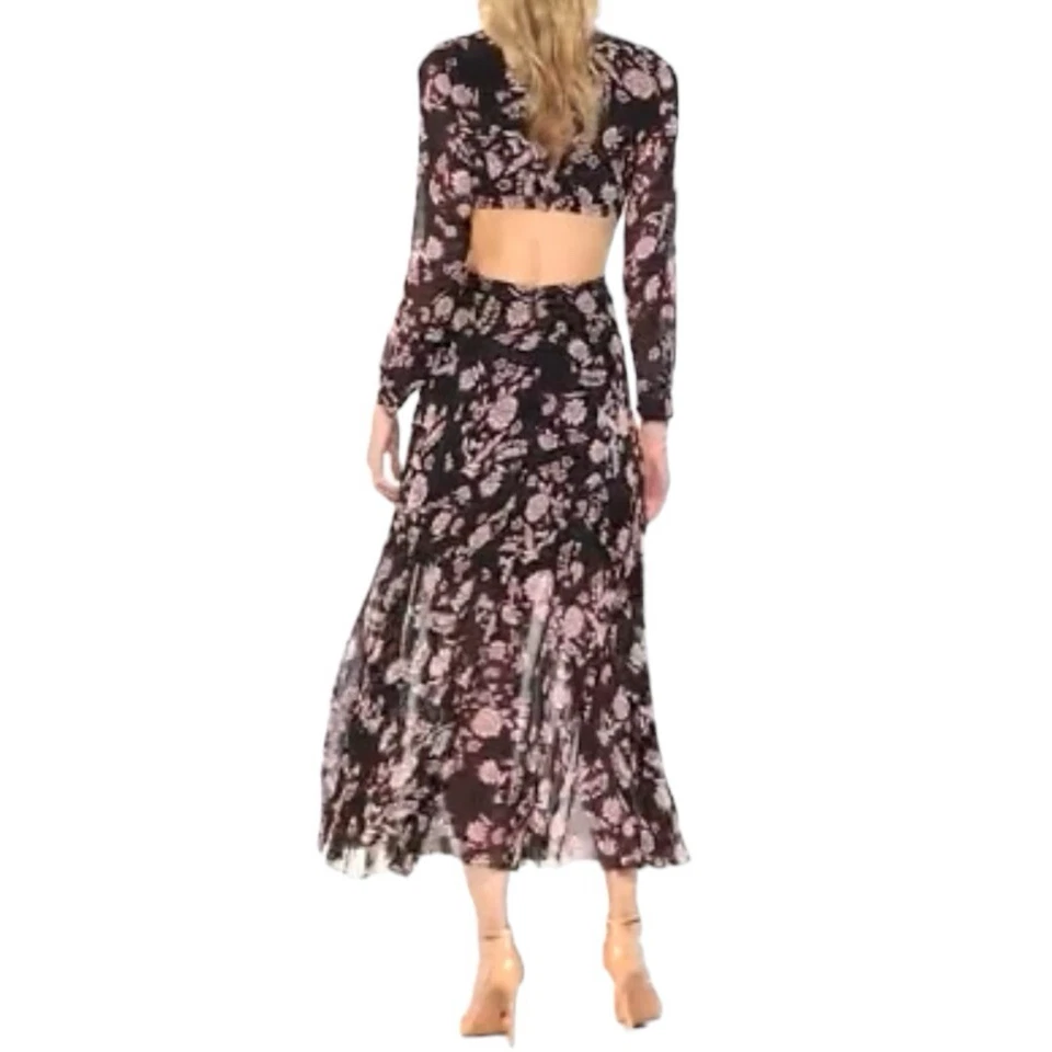 Bardot Women's Long Sleeve Floral Cut Out Maxi Dress Sz 8 - Image 2 of 4