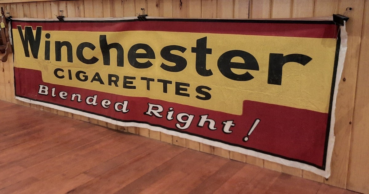 Vintage Winchester Cigarettes Banner 1930s Advertisement HUGE