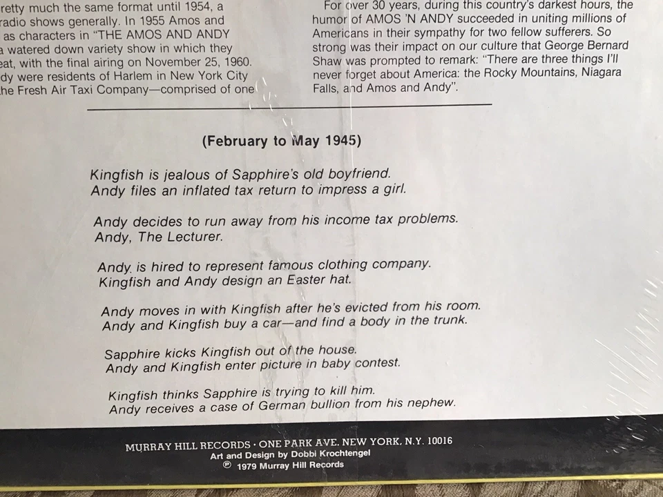 AMOS 'N ANDY 1945 12-SHOW 3 ПЛАСТИНКИ: MURRAY HILL РАДИО ТЕАТР БОКС-СЕТ 1979  - Изображение 3 из 4