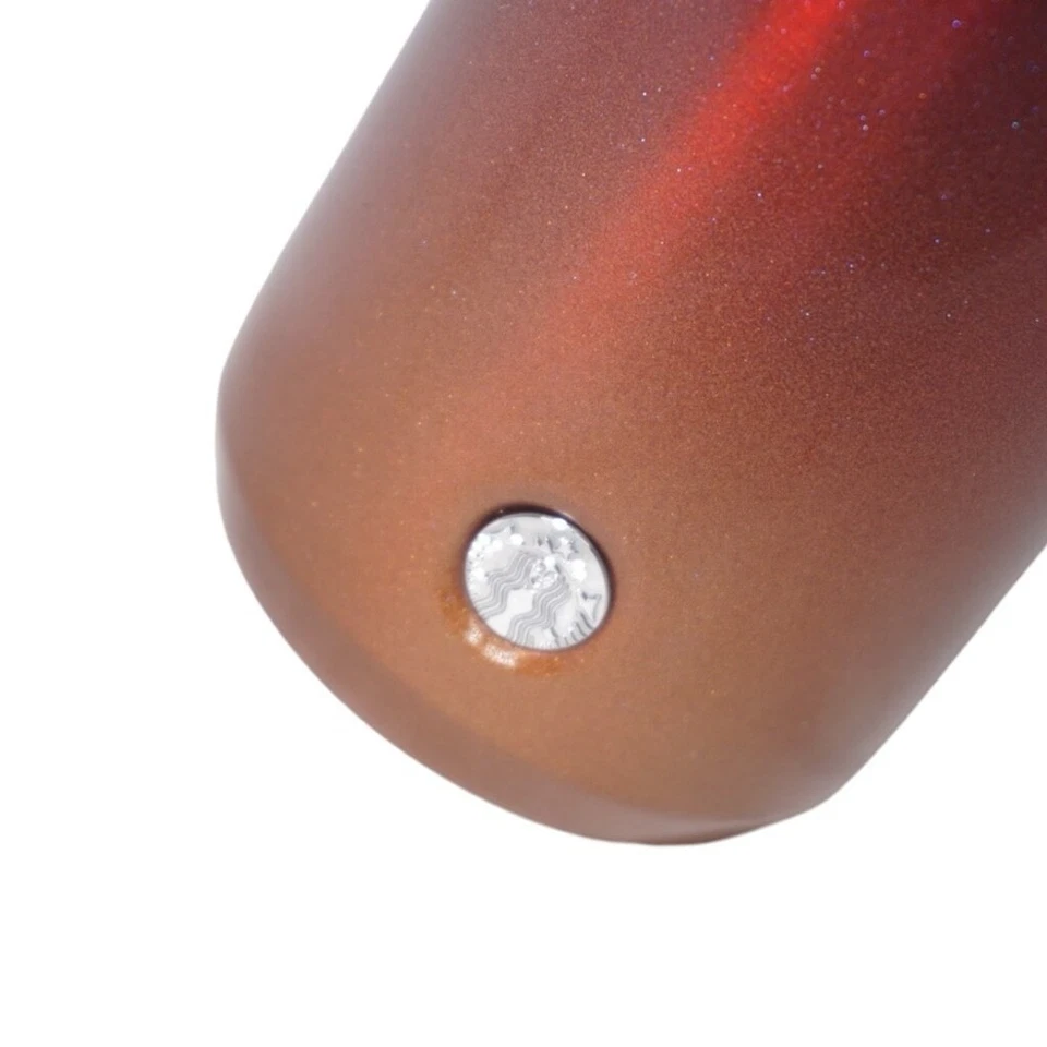 Vaso de vacío Starbucks 2020 rojo ombre degradado dorado acero inoxidable 12 oz Foto 2 de 4