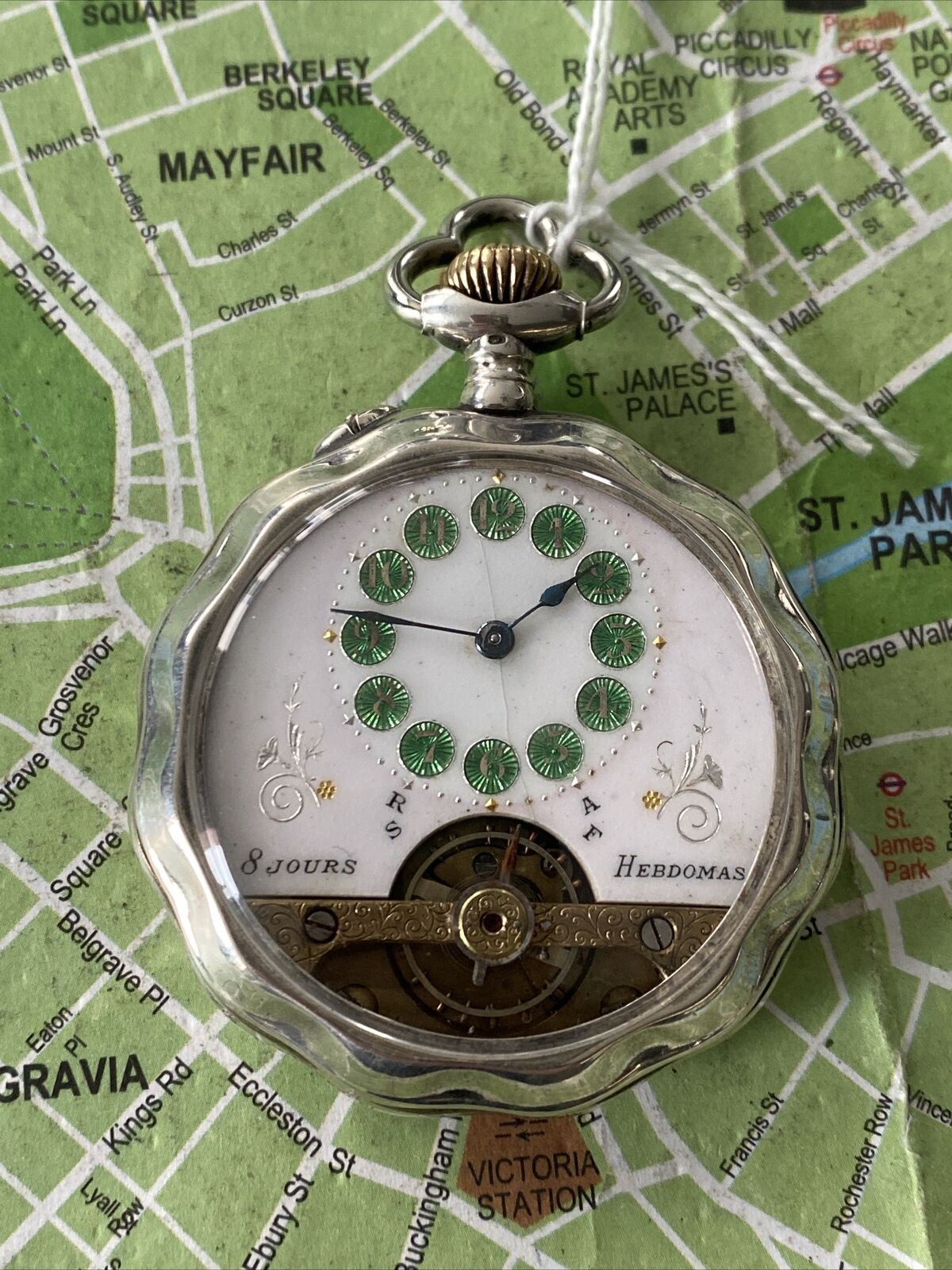Silver Octagonal Hebdomas 8 days Pocket Watch, montre, orologio da tasca 