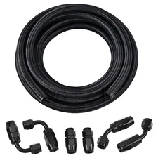 NEW 8 AN Fuel Line Kit 8AN Nylon Braided Fuel Line Hose Fitting Kit CPE 10FT