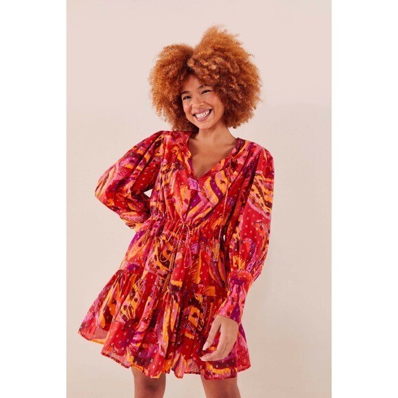 Farm Rio Red Banana Print Metallic Long Sleeve Mini Dress NWT M L | eBay Farm Rio Red Banana Print Metallic Long Sleeve Mini Dress NWT M L | eBay