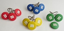 SET 11  1 AS IS Candy M M SHOWER RINGS HOOK Red Green Blue Yellow Plastic Metal