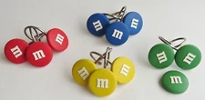 SET 11 + 1 AS IS Candy M&M SHOWER RINGS HOOK Red Green Blue Yellow Plastic Metal